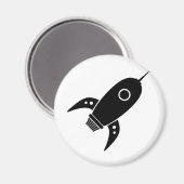 Aimant Fat Retro Rocket Ship Noir (Recto/Verso)