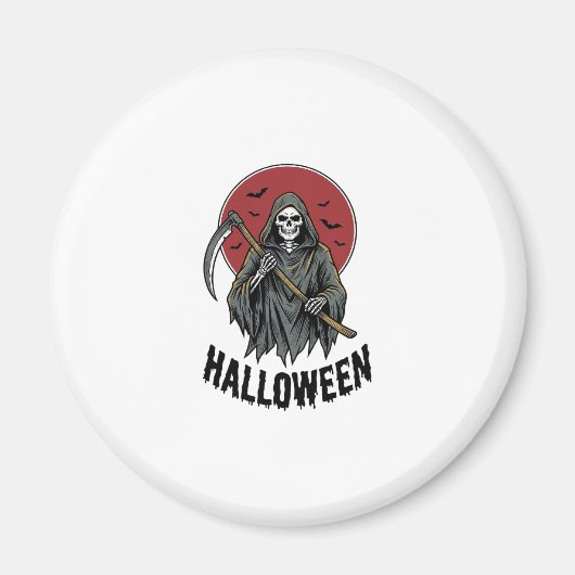 Aimant Faucheuse Halloween Gravure Vintage Art_1 (Devant)