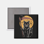 Aimant Faucheuse Mort Chat Noir Halloween Maman Femmes (Recto/Verso)