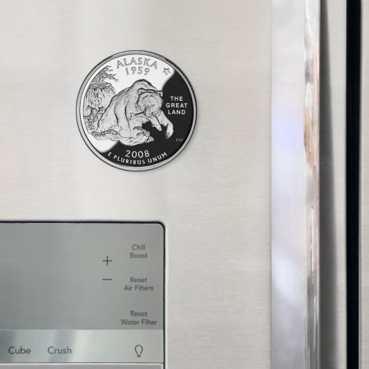 Aimant Faux Alaska State Quarter The Great Land Grizzly (In situ (réfrigérateur))