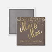 Aimant Faux Gold Foil "M. & Mme." Mariage monogramme (Recto/Verso)