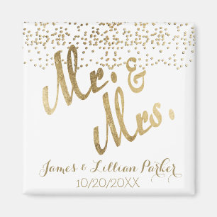 Aimant Faux Gold M. et Mme Monogram Mariage
