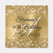 Aimant Faux Paillettes Dorées et Monogramme sur Feuille d (Devant)