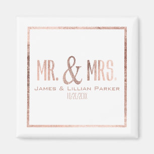 Aimant Faux Rose Gold M. et Mme Monogram Mariage