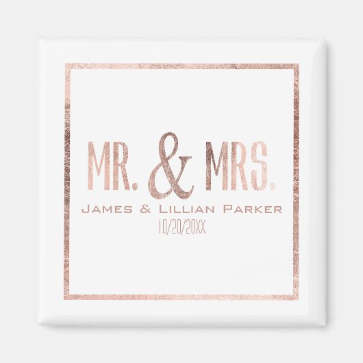 Aimant Faux Rose Gold M. et Mme Monogram Mariage (Devant)