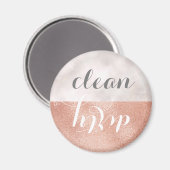 Aimant Faux Rose Gold Marble Round Clean Lave-vaisselle s (Recto/Verso)