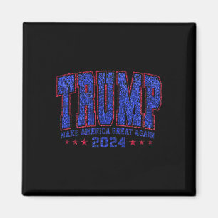Aimant Faux Sequins Trump 2024 Président Faire l'Amérique