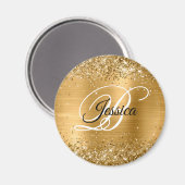 Aimant Faux Shiny Gold Parties scintillant Foil Monogramm (Recto/Verso)