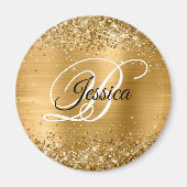 Aimant Faux Shiny Gold Parties scintillant Foil Monogramm (Devant)