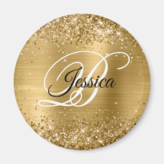 Aimant Faux Shiny Gold Parties scintillant Foil Monogramm (Devant)