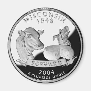 Aimant Faux Wisconsin State Quarter Vache Fromage ferme d