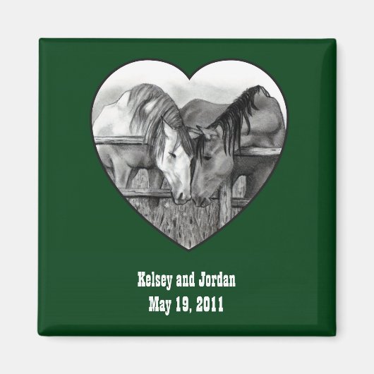 AIMANT FAVEUR DE MARIAGE : CHEVAUX : HAUT : PENCILE, COEU (Devant)