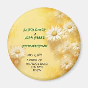 Aimant Faveur de mariage magnétique fleuri jaune