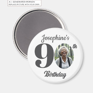 Aimant Faveur de photo de fête d'anniversaire 90 ans auda