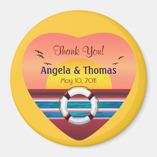 Aimant Faveur personnalisée du Mariage de croisière (Devant)