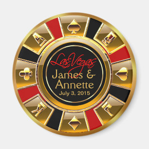 Aimant Faveur rouge de puce de casino de noir d'or de Las