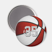 Aimant faveurs de fête d'équipe de basketball rouge blanc (Recto/Verso)