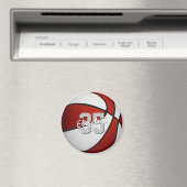 Aimant faveurs de fête d'équipe de basketball rouge blanc (In Situ (Lave-vaisselle))