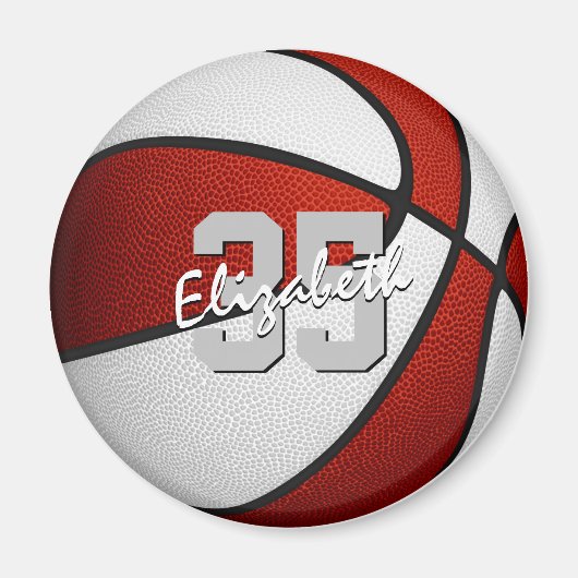Aimant faveurs de fête d'équipe de basketball rouge blanc (Devant)