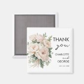 Aimant faveurs de mariage florales rustiques pivoines ros (Recto/Verso)