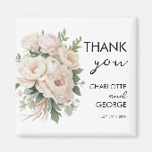 Aimant faveurs de mariage florales rustiques pivoines ros (Devant)
