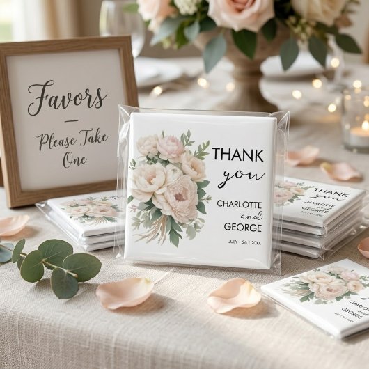 Aimant faveurs de mariage florales rustiques pivoines ros