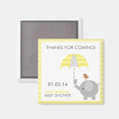 Aimant Favoriser le Baby shower des éléphants gris et jau (Recto/Verso)