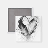 Aimant Feather Heart - Noir & Blanc (Recto/Verso)