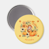 Aimant Fée Citrouille mignonne dans la couronne d'automne (Recto/Verso)