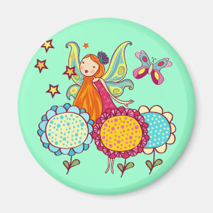 Aimant Fée de jardin avec des fleurs