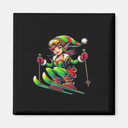 Aimant Fée de Noël - Ski de snowboard de Noël (Devant)