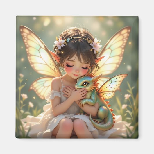 Aimant Fée et Dragon | Chibi Anime Conte de Fées (Devant)