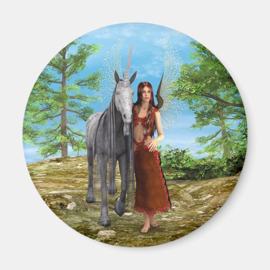 Aimant Fée et licorne (Devant)