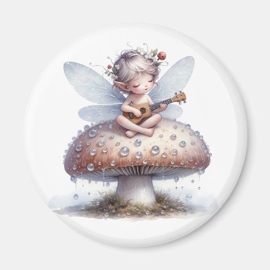 Aimant Fée mignonne avec Viola sur Champignons (Devant)