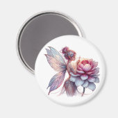 Aimant Fée tenant une fleur surdimensionnée (Recto/Verso)