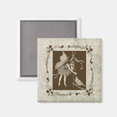 Aimant Fée vintage et oiseaux (Recto/Verso)