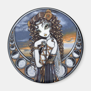Aimant féerique d'art de lune gothique de fleur d