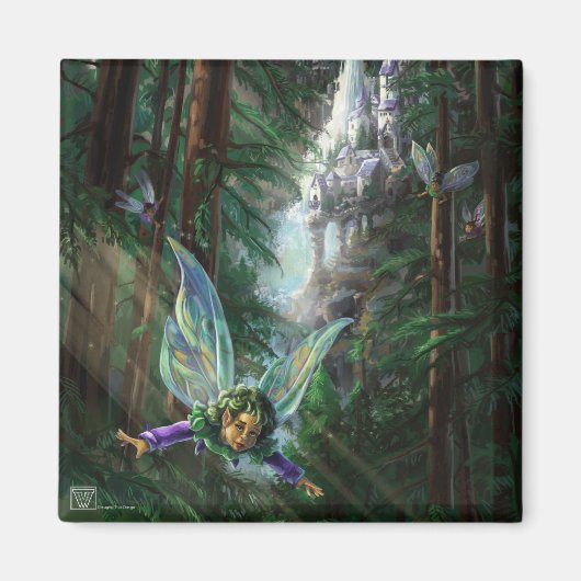 Aimant Fées de la forêt et château de la cascade (Devant)