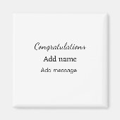 Aimant Félicitations ajouter un message de nom simple dip (Devant)