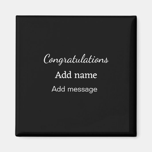 Aimant Félicitations ajouter un message de nom simple dip (Devant)