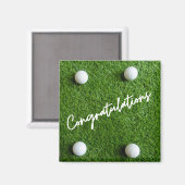 Aimant Félicitations de golf balles sur l'herbe verte (Recto/Verso)