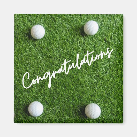 Aimant Félicitations de golf balles sur l'herbe verte (Devant)