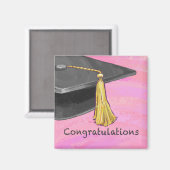 Aimant Félicitations Diplômé Noir et Rose (Recto/Verso)