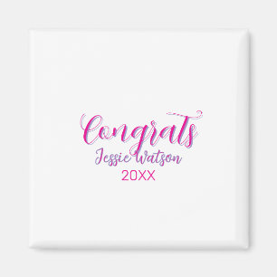 Aimant Félicitations diplômé rose violet nom année 20XX d