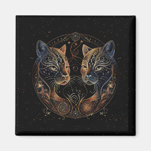 Aimant Feline artistique Cercle Twin Cats