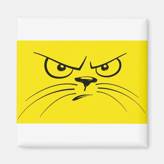 Aimant Féline de visage de chat de dessin malheureux Chat (Devant)