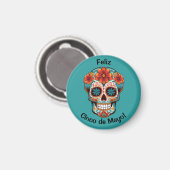 Aimant Feliz Cinco de Mayo ! Crâne à sucre (Recto/Verso)