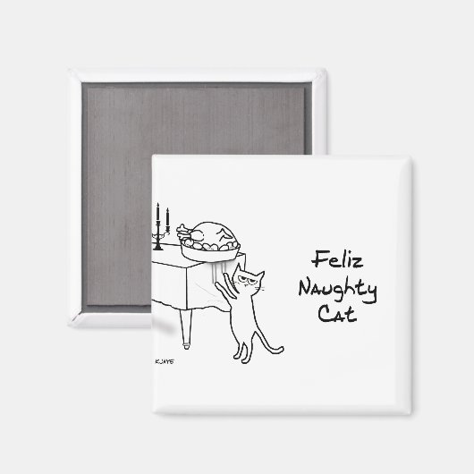 Aimant Feliz Naughty Chat - Funny Chat Noël (Recto/Verso)