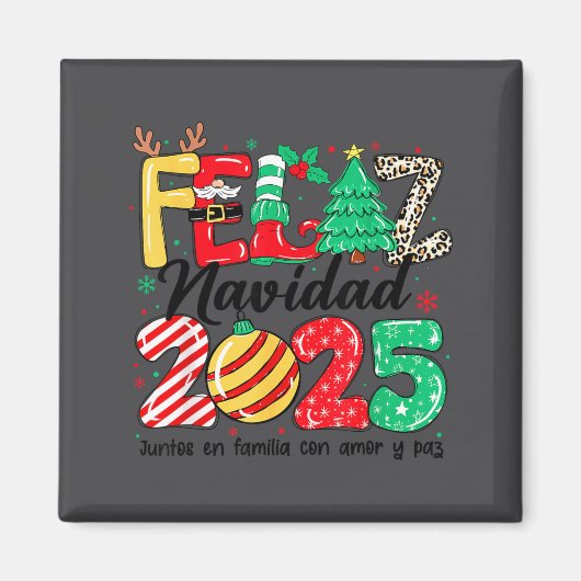 Aimant Feliz Navidad 2025 Spanish Christmas Mexican Famil (Devant)
