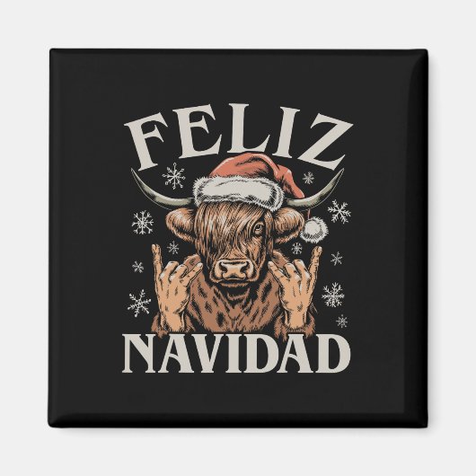 Aimant Feliz Navidad Meme Emo Cow Funny Meme Noël (Devant)